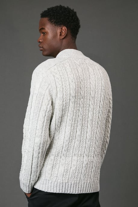 Chunky Cable Half Zip Knitted Jumper - Image 3