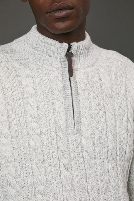 Chunky Cable Half Zip Knitted Jumper - Image 5