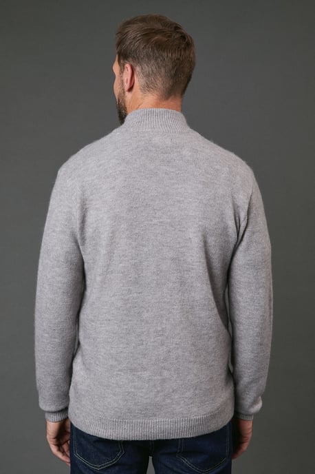 Light Grey Cable Half Zip Jumper - Image 3