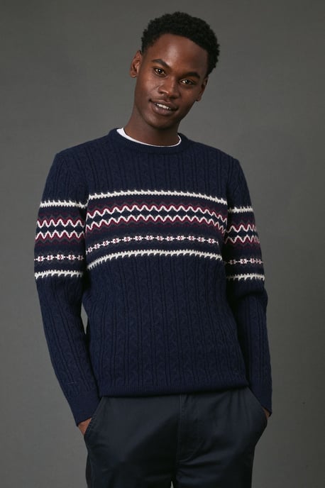 Navy Cable Christmas Jumper - Image 1