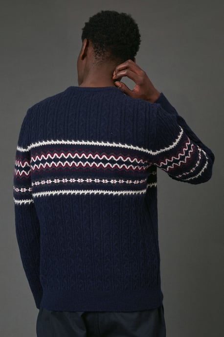 Navy Cable Christmas Jumper - Image 3