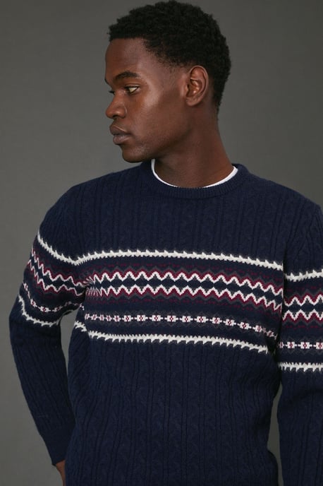 Navy Cable Christmas Jumper - Image 4