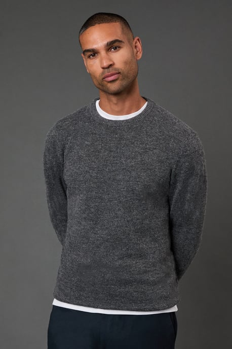 Charcoal Soft Crew Neck Jumper - Image 2