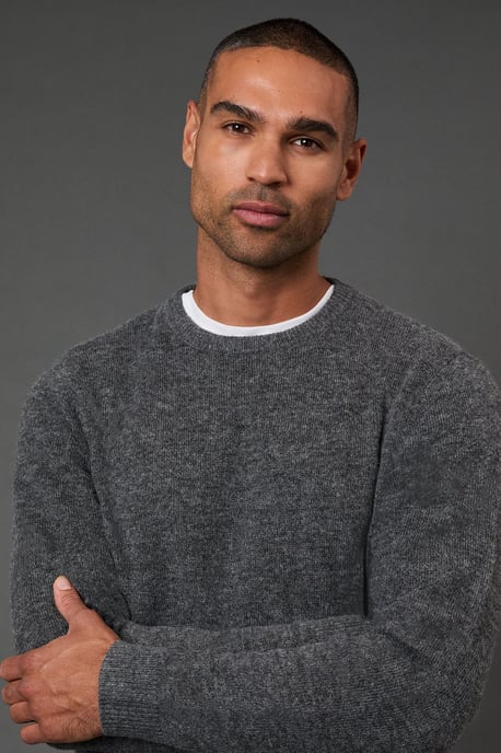 Charcoal Soft Crew Neck Jumper - Image 5