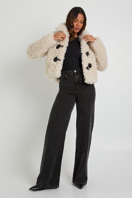 Shaggy Fur Toggle Front Coat - Image 3