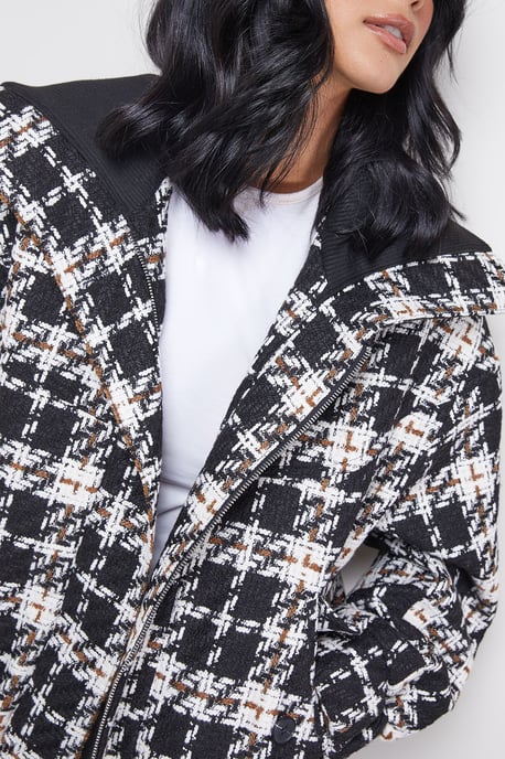 Oversized Check Chunky Rib Bomber - Image 5