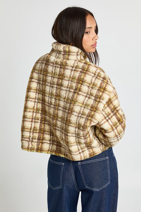 Check Teddy Zip Bomber Jacket - Image 2