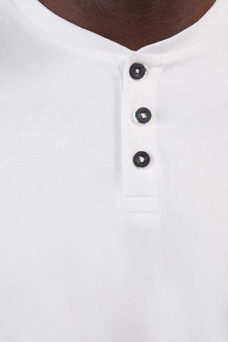 White Long Sleeve Grandad Neck T-Shirt - Image 5