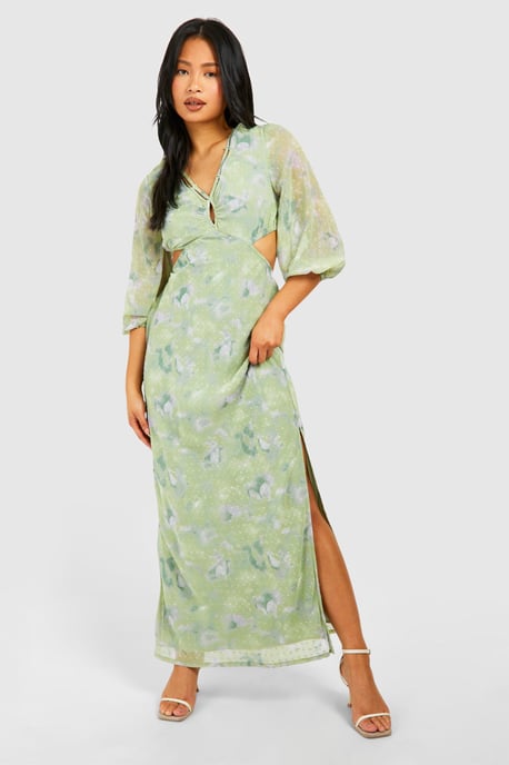 Petite Floral Dobby Cut Out Maxi Dress - Image 1