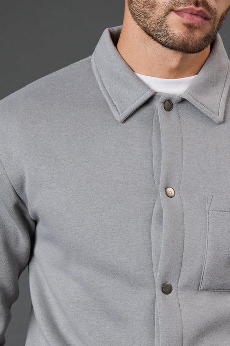 Light Grey Jersey Overshirt - Image 5