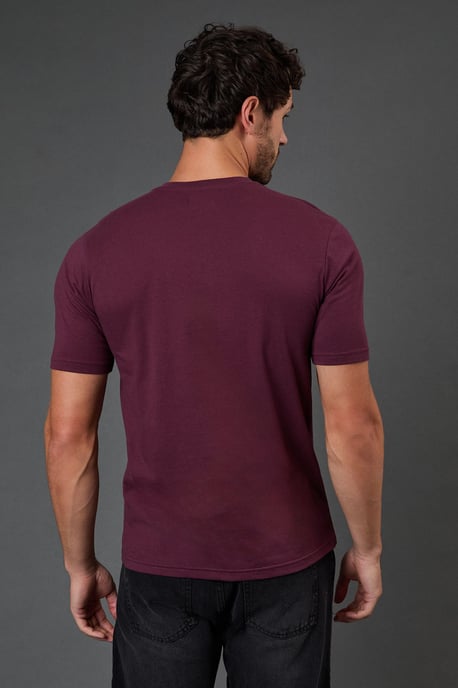 Burgundy Grandad Neck T-Shirt - Image 3