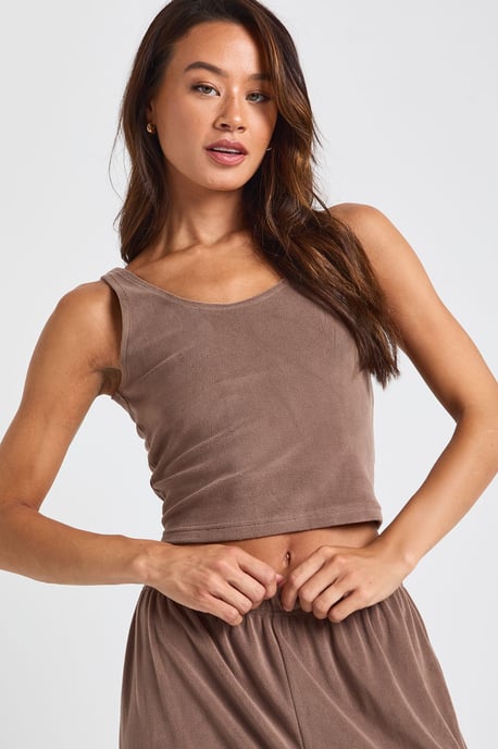 Tall Velour Cami and Wide Leg Trouser Lounge Set - Image 4