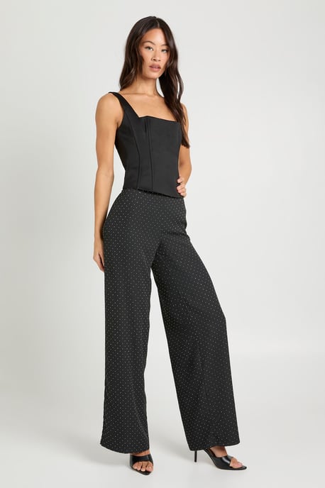 Tall Hotfix Diamante Chiffon Wide Leg Trousers - Image 4