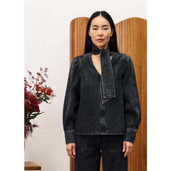 FRNCH Buds blouse knoopkraag denim - Image 1