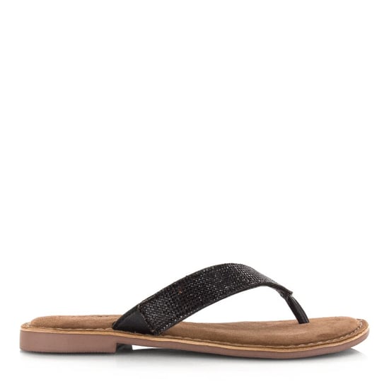 Lazamani Leren slippers met strass-steentjes teenslippers dames - Image 2