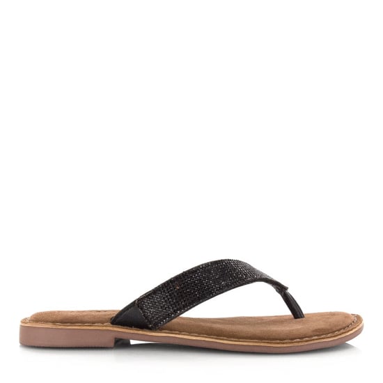 Lazamani Leren slippers met strass-steentjes teenslippers dames - Image 3