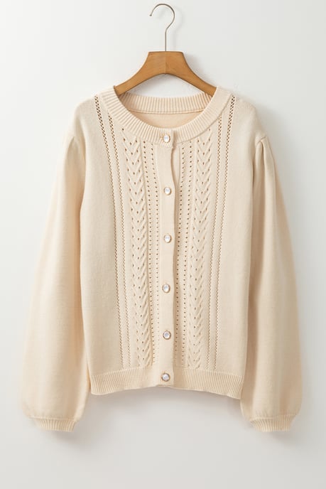 Cable Knit Cardigan Button Closure - Image 6