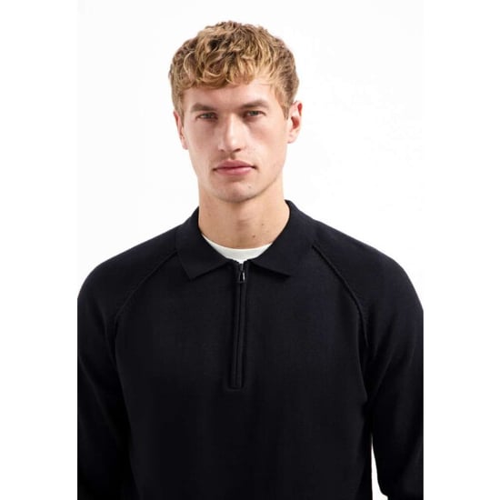 No Excess Pullover polo half zip solid black - Image 5