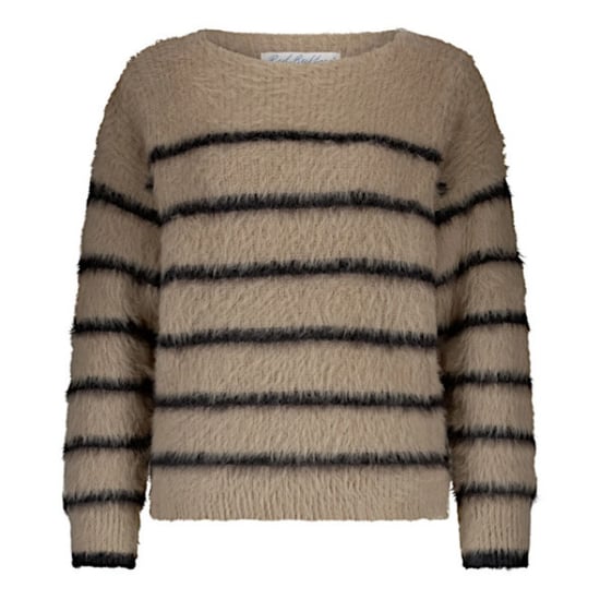 Red Button Sweater srb4616 fuzzy stripe latte/black - Image 1