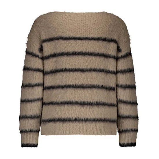 Red Button Sweater srb4616 fuzzy stripe latte/black - Image 2