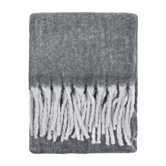 furn. Cozy Woven Tasselled Throw, Grey - Image 1