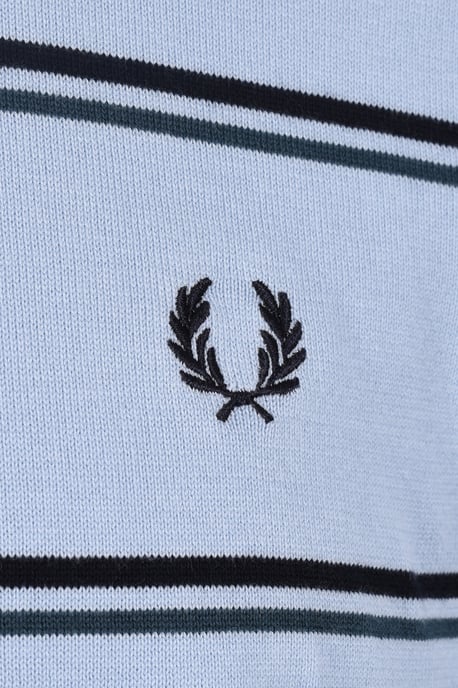 Fred Perry Striped Knitted Polo Shirt Light Smoke - Image 4