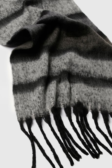 Oversized Stripe Tassel Fluffy Scarf - Image 3
