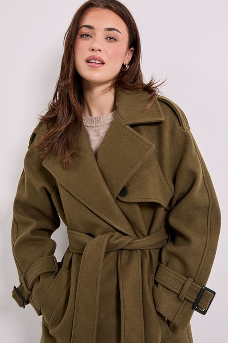 Tab Detail Belted Coat - Image 2