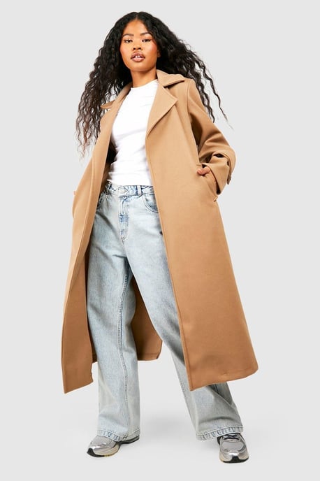 Petite Belted Wool Look Trench - Image 1