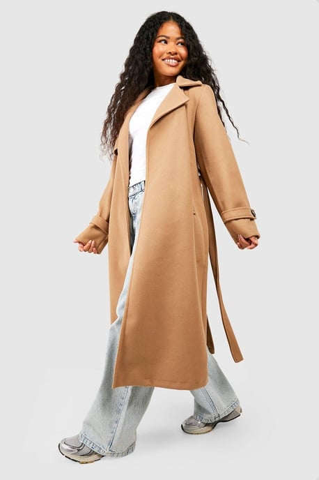 Petite Belted Wool Look Trench - Image 3