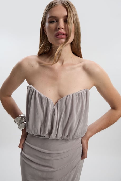 Drapey Crepe Bandeau Split Maxi Dress - Image 2