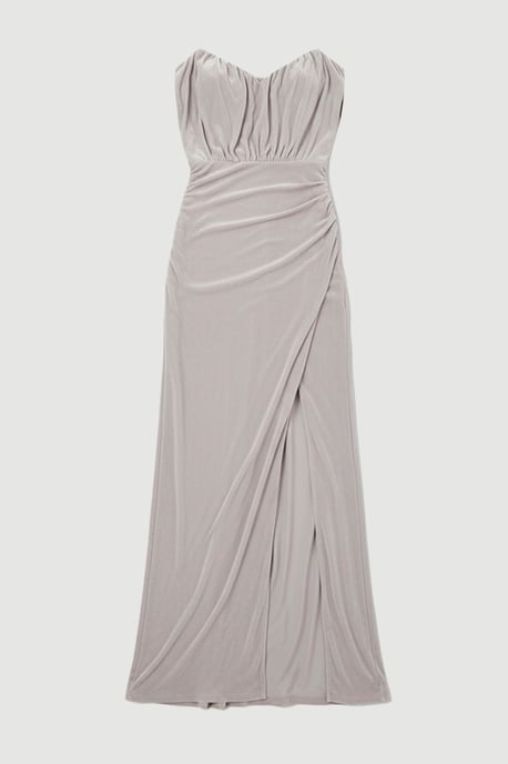 Drapey Crepe Bandeau Split Maxi Dress - Image 4