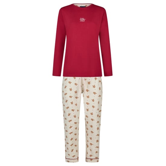 Happy Shorts Dames kerst pyjama set shirt + broek giftbox rood/off-white gingerbread - Image 2