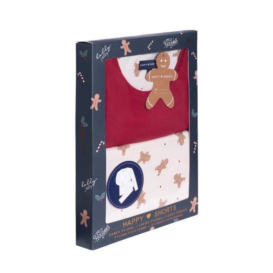 Happy Shorts Dames kerst pyjama set shirt + broek giftbox rood/off-white gingerbread - Image 3