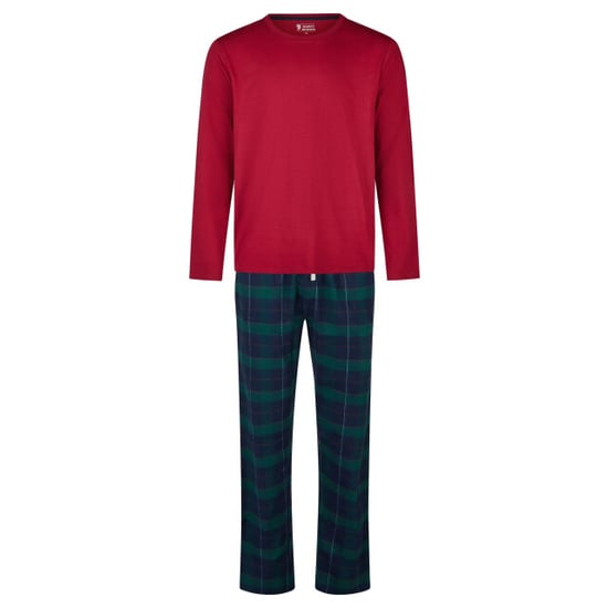 Happy Shorts Heren kerst pyjama set shirt + broek giftbox rood/groen geruit flanel - Image 4