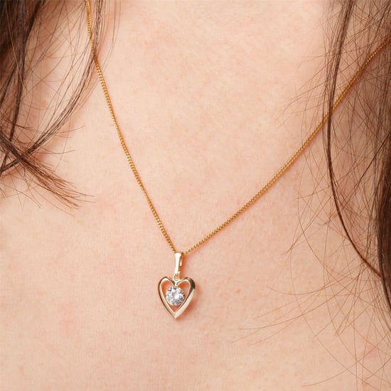 Sterling Silver White Cubic Zirconia Heart Pendant Necklace - Image 3