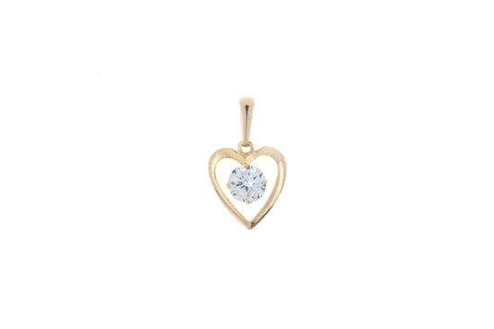 9ct Yellow Gold 5mm White Cubic Zirconia Heart 18 Inch Pendant Necklace - Image 1