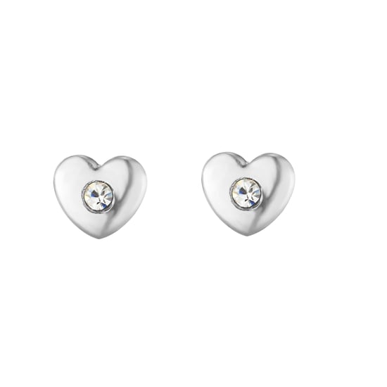 Sterling Silver Heart With White Crystal Centre Stud Earrings - Image 2