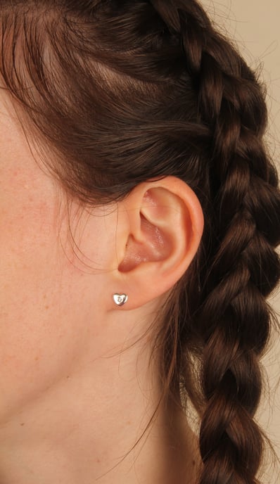 Sterling Silver Heart With White Crystal Centre Stud Earrings - Image 3