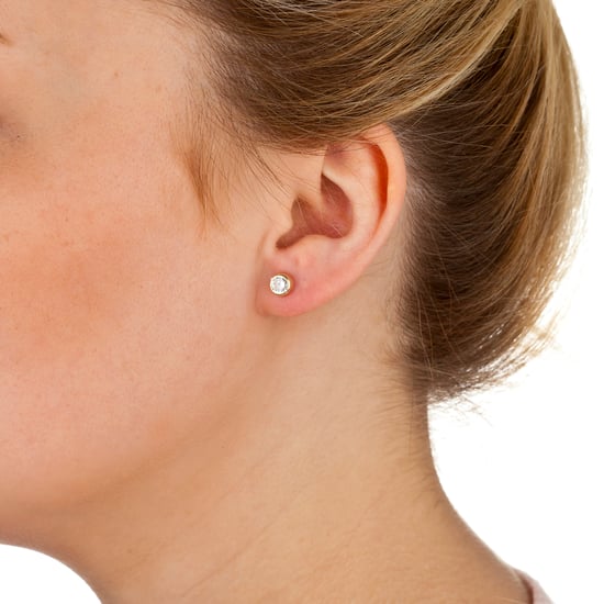 9ct Yellow Gold 5mm White Cubic Zirconia Rubover Stud Earrings - Image 3