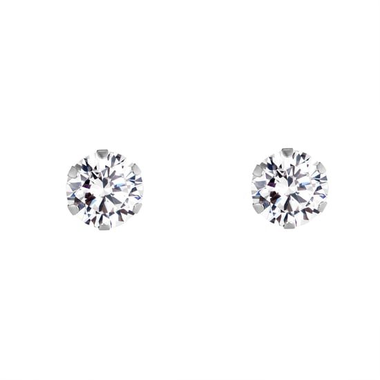 Sterling Silver 6mm White Cubic Zirconia Stud Earrings - Image 2