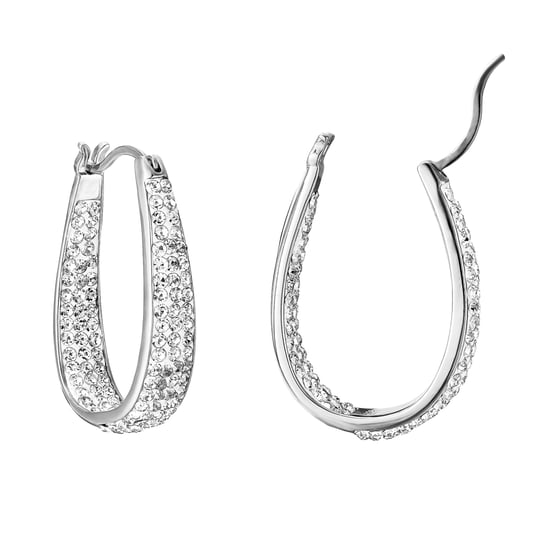 Sterling Silver Double Crystal Oval Hoop Earrings - Image 4