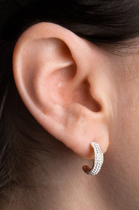 9ct Yellow Gold White Crystal Set Half Hoop Earrings - Image 2