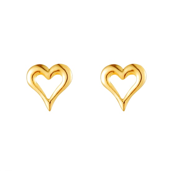 9ct Yellow Gold 5mm Pierced Heart Stud Earrings - Image 3