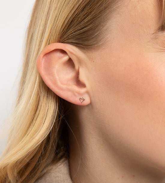 9ct Yellow Gold 5mm Pierced Heart Stud Earrings - Image 4