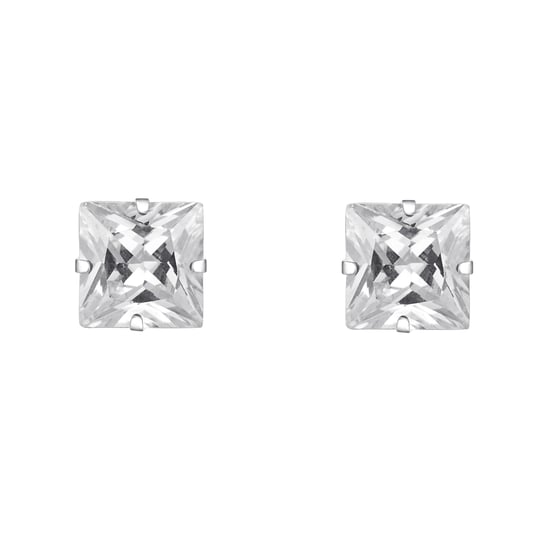 Sterling Silver Square 5mm White Cubic Zirconia Stud Earrings - Image 2