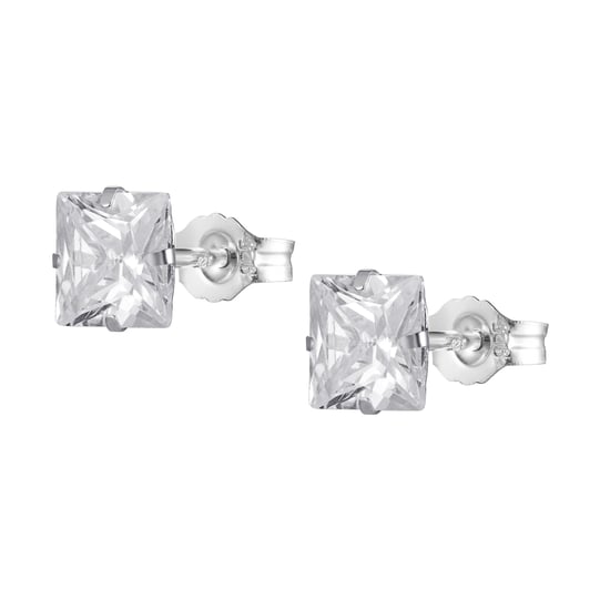 Sterling Silver Square 5mm White Cubic Zirconia Stud Earrings - Image 3