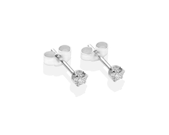 Set of 3 Pairs Sterling Silver 3mm, 4mm and 5mm White Cubic Zirconia Stud Earrings - Image 3