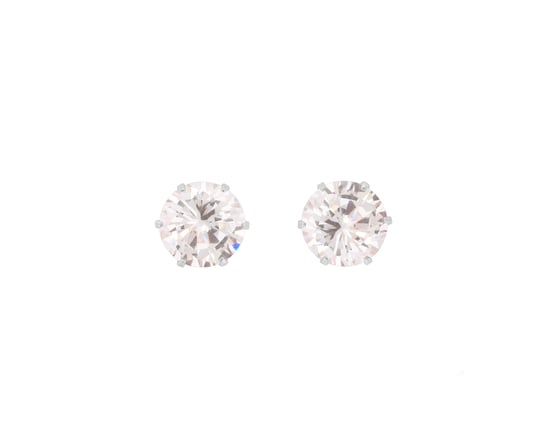 Set of 3 Pairs Sterling Silver 3mm, 4mm and 5mm White Cubic Zirconia Stud Earrings - Image 4