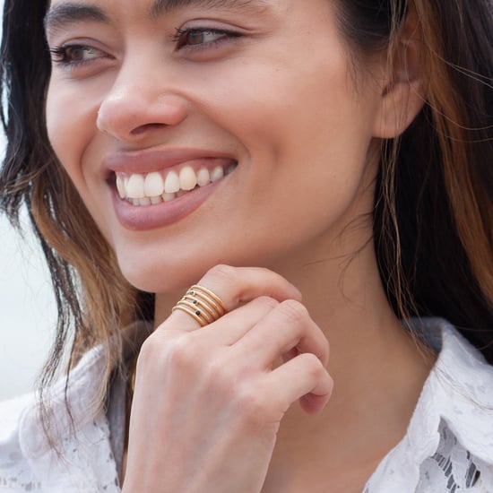 Gold Plated Stacked Black Enamel Ring - Adjustable Ring - Image 3